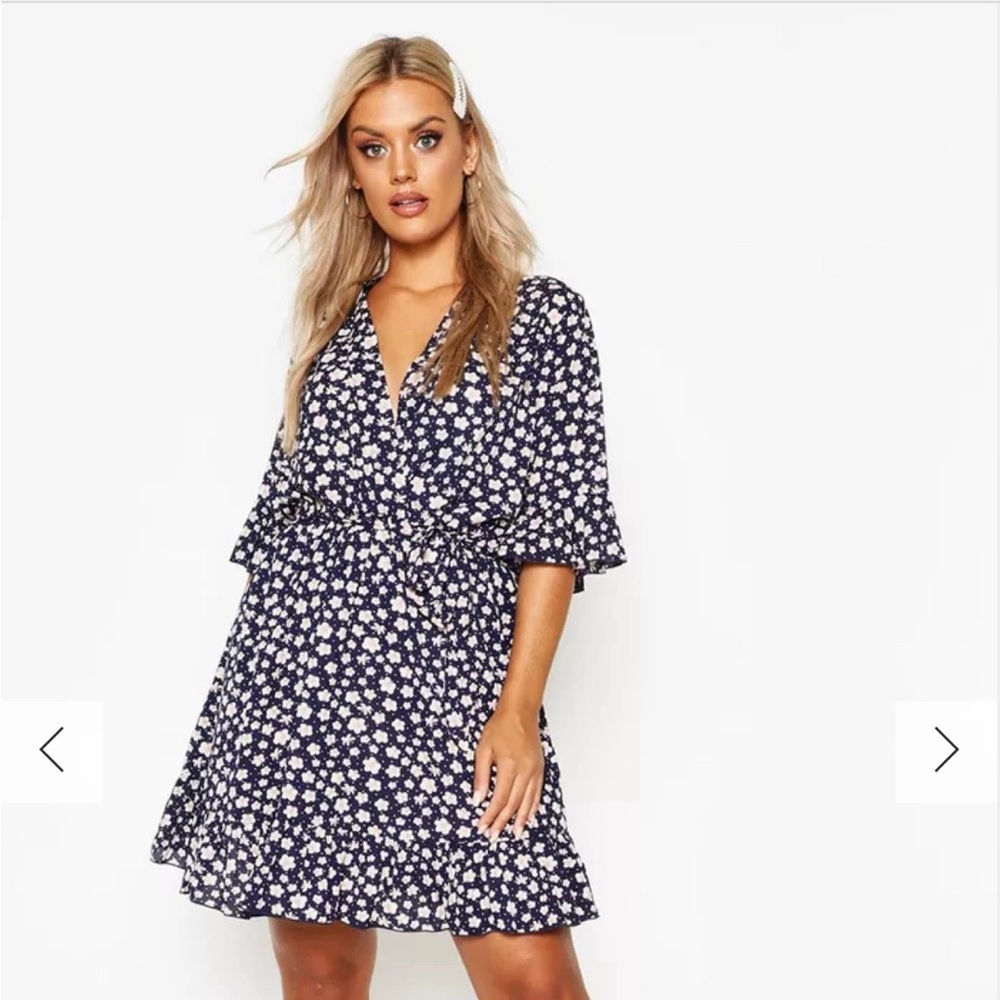 HP x 2 ๐ BOOHOO Midi Floral Dress - Picture 1 of 7